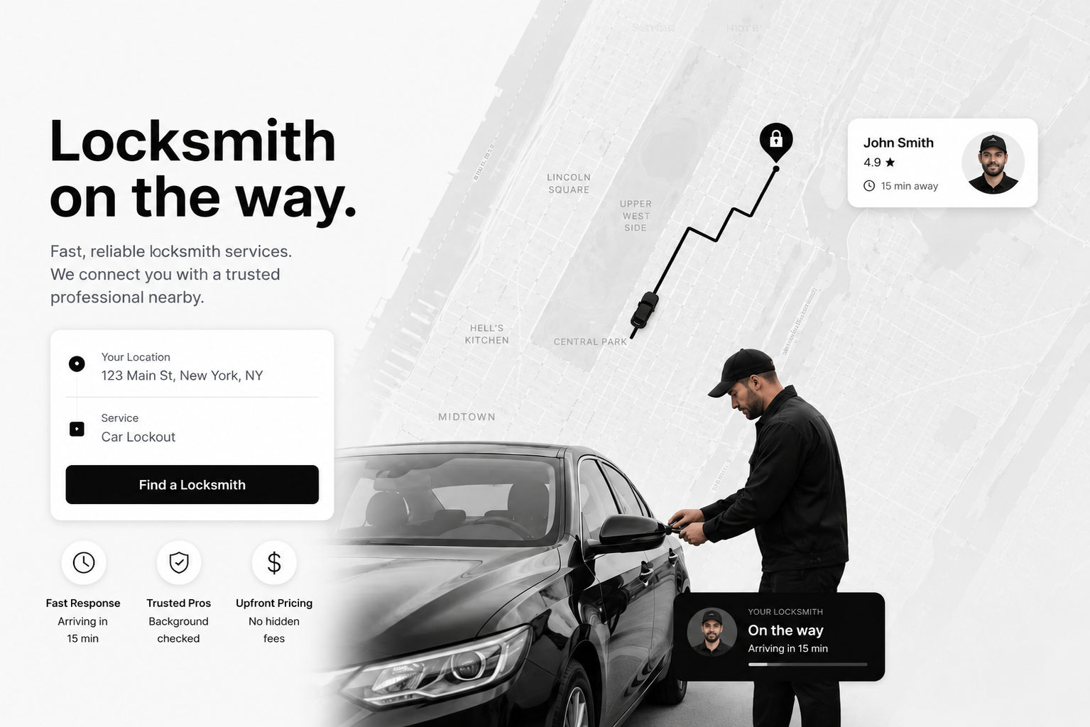 Nearby locksmiths on the map